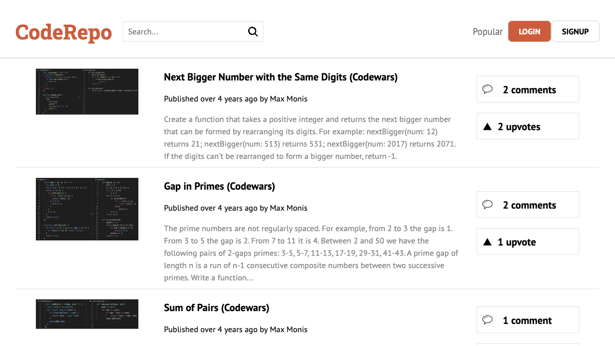 screenshot of code-repo.vercel.app