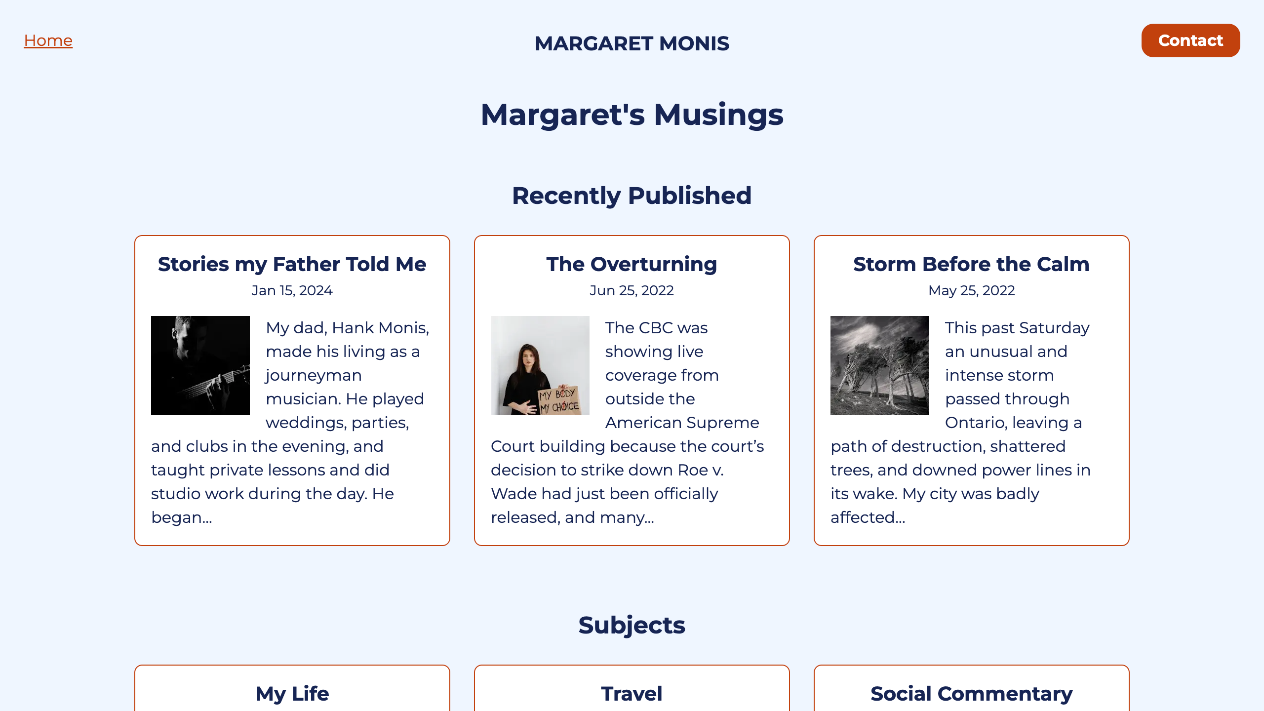 screenshot of margaretmonis.com